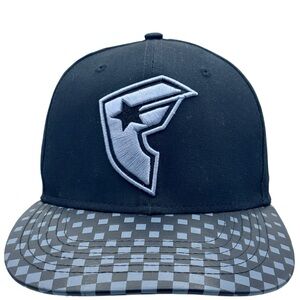 Famous Star And Straps Checkered Embroidered Logo Black Hat Cap Snapback Y2K